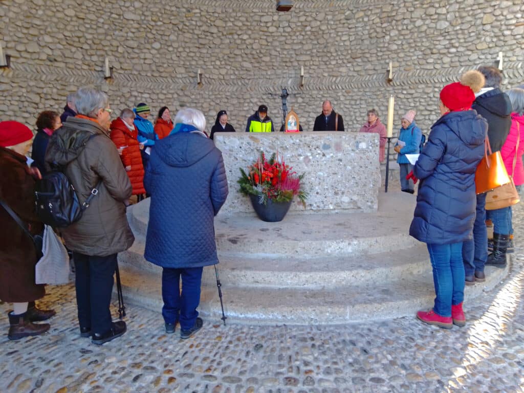 visitors to the Dachau concentration camp